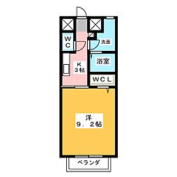 エクセレントハイツB棟 1Kの間取図画像