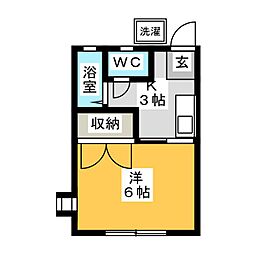 ハイツライラック 1Kの間取図画像