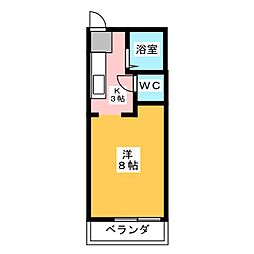 ドミールさつき 1Kの間取図画像