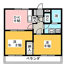 エスペラント 2DKの間取図画像