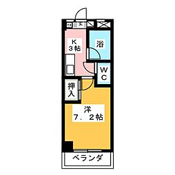 ヴィラユタカ 1Kの間取図画像