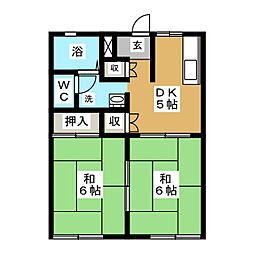 フレグランスHAYAMAB 2DKの間取図画像