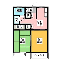 フレグランスHAYAMAA 2DKの間取図画像