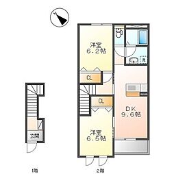フラワーピーチ 2LDKの間取図画像