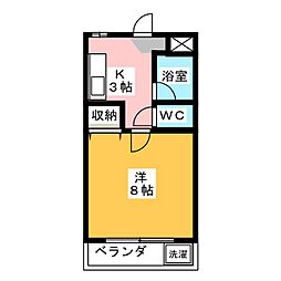 クレール・カルティエ 1Kの間取図画像