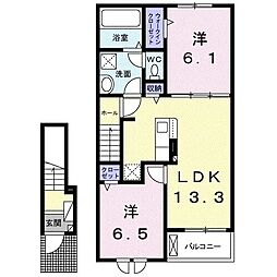 フレンド B棟 2LDKの間取図画像