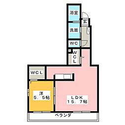 エレガントプリムローズ 1LDKの間取図画像