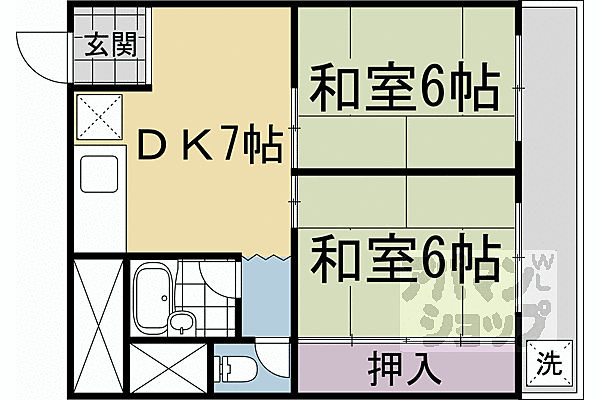 ロイヤルフラワーマンション 4B｜京都府向日市寺戸町北前田(賃貸マンション2DK・4階・40.57㎡)の写真 その2