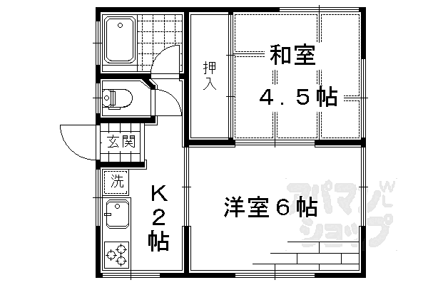 京都府京都市伏見区新町11丁目(賃貸アパート2K・2階・24.00㎡)の写真 その2