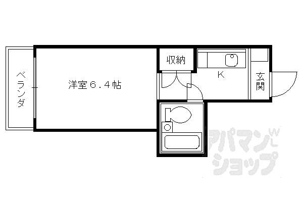 京都府京都市右京区西院東貝川町(賃貸マンション1K・4階・18.68㎡)の写真 その2