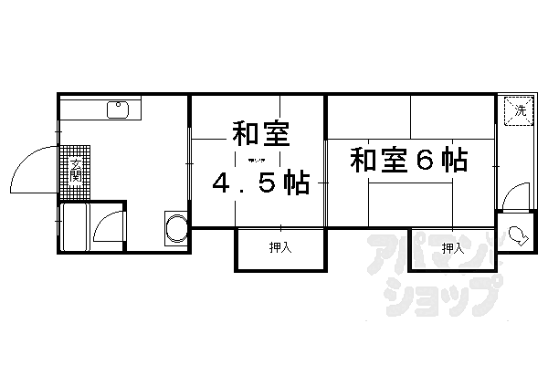 京都府京都市伏見区深草相深町(賃貸アパート2K・2階・29.00㎡)の写真 その2