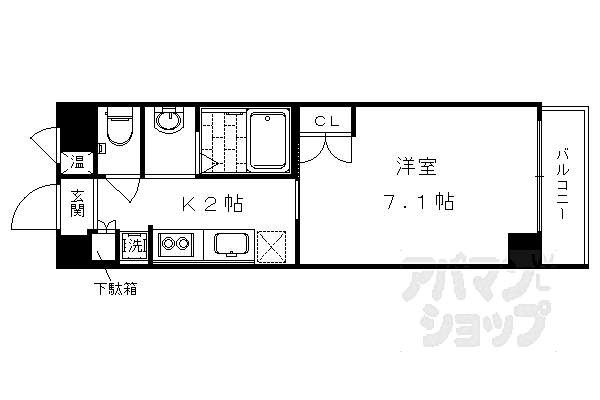 京都府京都市右京区太秦松本町(賃貸マンション1K・5階・24.78㎡)の写真 その2