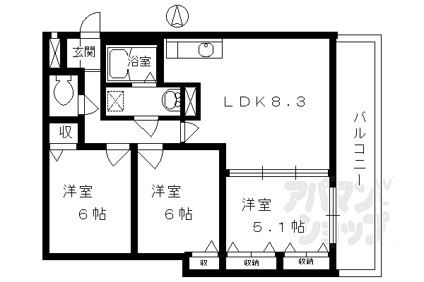 京都府京都市中京区釜座通二条下る上松屋町(賃貸マンション3LDK・2階・64.76㎡)の写真 その2