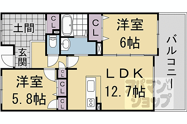 京都府京都市右京区西院四条畑町(賃貸マンション2LDK・5階・62.71㎡)の写真 その2