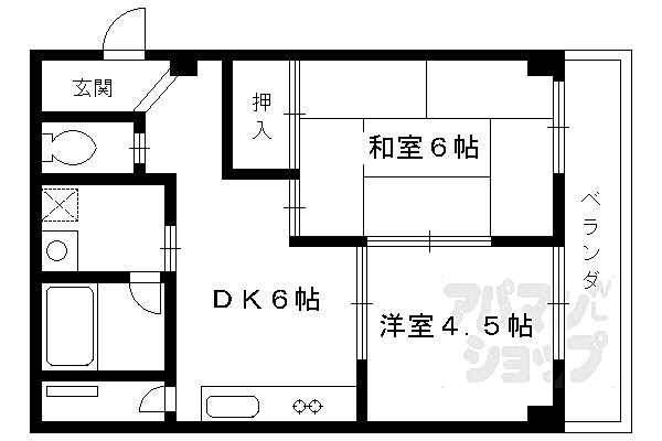 京都府京都市伏見区桃山井伊掃部西町(賃貸マンション2DK・2階・34.62㎡)の写真 その2