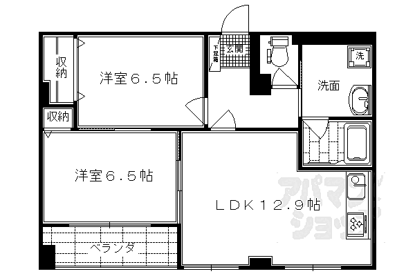 京都府京都市右京区西院三蔵町(賃貸マンション2LDK・6階・65.25㎡)の写真 その2