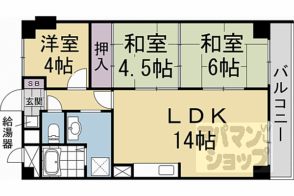 京都府京都市右京区西院西溝崎町(賃貸マンション3LDK・7階・63.75㎡)の写真 その2