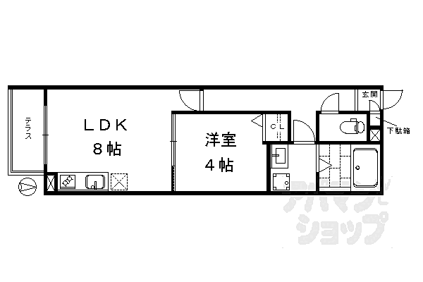 Ｒａｄｉｕｓ 101｜京都府京都市南区久世中久世町5丁目(賃貸アパート1LDK・1階・32.66㎡)の写真 その2