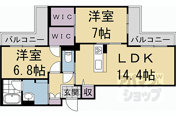 シャーメゾン六条荘 405｜京都府京都市下京区西洞院通六条下る西側町(賃貸マンション2LDK・4階・67.50㎡)の写真 その2