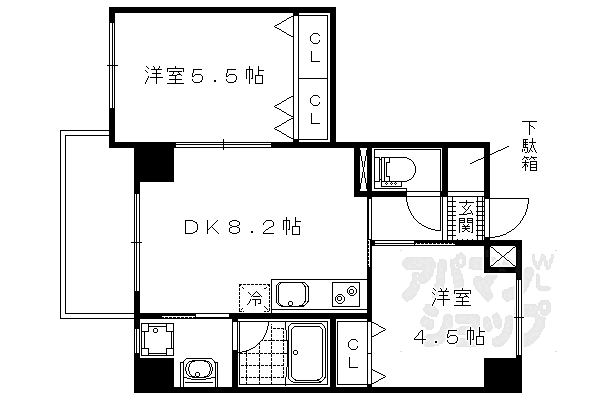 ＬＡＴＴＩＣＥ　ＨＩＧＡＳＨＩＮＯ　ａｎｎｅｘ 602W｜京都府京都市山科区東野中井ノ上町(賃貸マンション2DK・6階・43.56㎡)の写真 その2