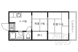 マンション山科 3階2Kの間取り