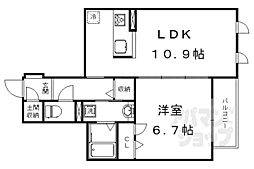 JR山陰本線 太秦駅 徒歩6分の賃貸アパート 1階1LDKの間取り