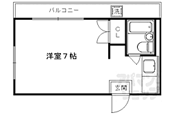 阪急京都本線 西院駅 徒歩10分の賃貸マンション 2階1Kの間取り