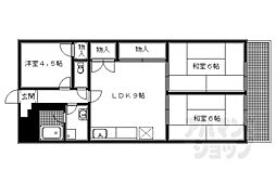 デラシオン御室南棟 3LDKの間取図画像
