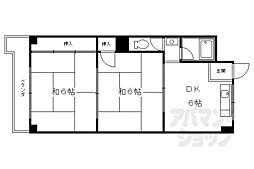 阪急京都本線 西京極駅 徒歩3分の賃貸マンション 3階2DKの間取り