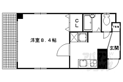プラシード白川今小路 3階1Kの間取り