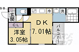 REGALEST五条大宮 1DKの間取図画像