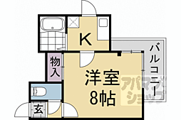 京福電気鉄道北野線 北野白梅町駅 徒歩17分の賃貸マンション 1階1Kの間取り