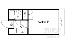 JR山陰本線 嵯峨嵐山駅 徒歩7分の賃貸マンション 3階1Kの間取り