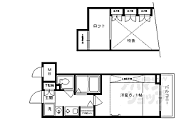 エステムコート京都烏丸2 1Kの間取図画像