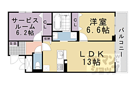 京都市下京区中堂寺北町アパート 1SLDKの間取図画像