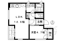 京洛舎二人司B 1LDKの間取図画像