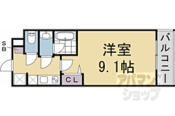 京都地下鉄東西線 西大路御池駅 徒歩10分の賃貸マンション 3階1Kの間取り