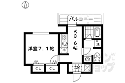 casa+α烏丸 1Kの間取図画像