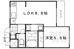 エリタージュ・椥辻 1LDKの間取図画像