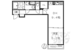 シャルマン東寺南3 1Kの間取図画像