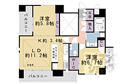 ダイナシティ二条城前 2LDKの間取図画像