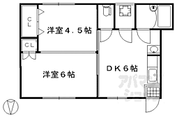 マンション丸高 2DKの間取図画像