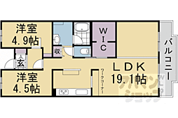 デンチュウマンションアートエレガンス 2LDKの間取図画像