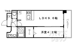 プレサンスTHEKYOTO華苑 1LDKの間取図画像