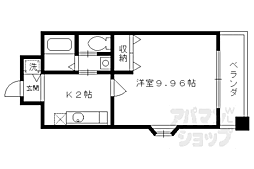 プレジール山科 1Kの間取図画像