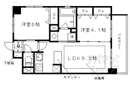 エステムプラザ京都聚楽第雅邸 2DKの間取図画像