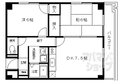 プェネリジェール西五条2 2DKの間取図画像