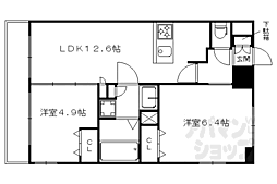 CRYSTALGLANZ京都西大路 2LDKの間取図画像
