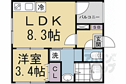 京都市南区東九条柳下町アパート 1LDKの間取図画像