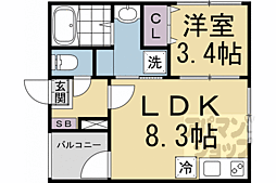京都市南区東九条柳下町アパート 1LDKの間取図画像
